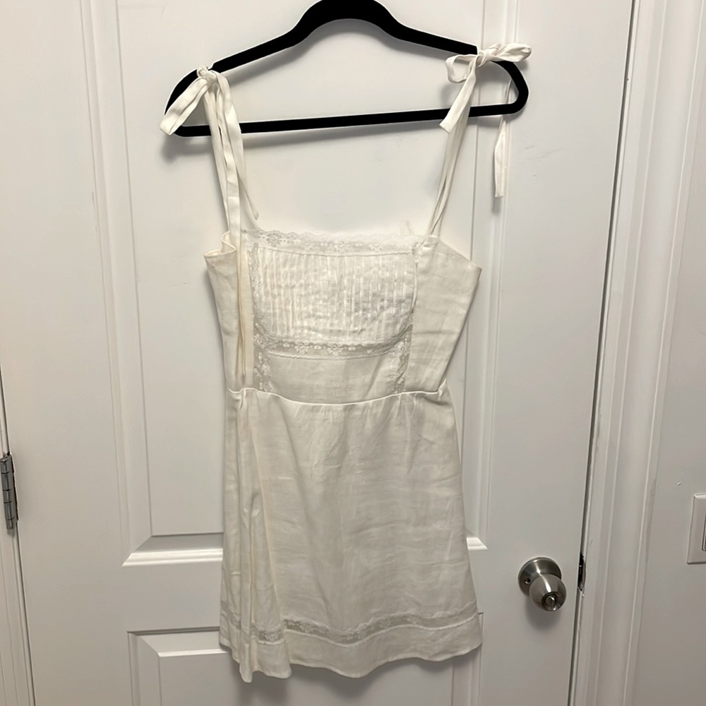 Reformation White Linen Mini Dress
